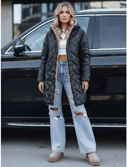 Dámská dlouhá prošívaná bunda černá model 21994236 - Dstreet