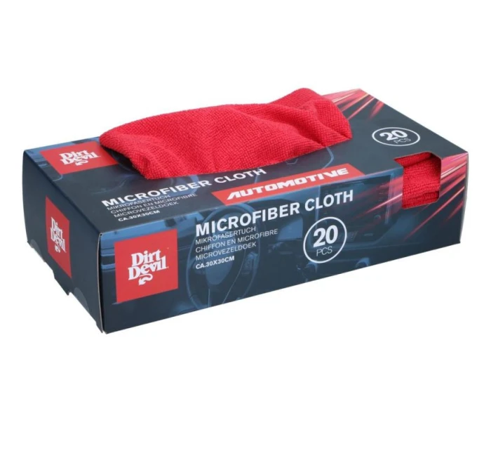 Bezešvá čisticí utěrka z mikrovlákna 30x30cm 20ks DIRT DEVIL RED Bezešvá čisticí utěrka z mikrovlákna 30x30cm 20ks DIRT DEVIL RED