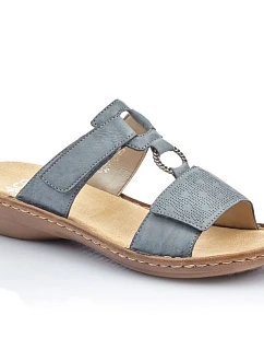 Dámské pohodlné modré žabky na suchý zip Rieker 60885-12