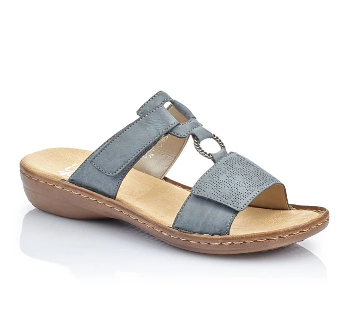 Dámské pohodlné modré žabky na suchý zip Rieker 60885-12