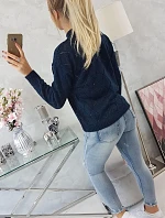 Svetr s polovičním rolákem a kosočtvercovým vzorem tmavě modrý