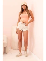 Dámská top na ramínkách z bavlny s kulatým výstřihem lososová Dámská top na ramínkách z bavlny s kulatým výstřihem lososová