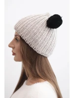 Dámská zimní čepice vlněná s bambulí K433 béžová Dámská zimní čepice vlněná s bambulí K433 béžová