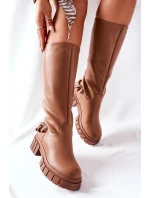 Vysoké hnědé boty s model 21561024 - Boto Vysoké hnědé boty s model 21561024 - Boto