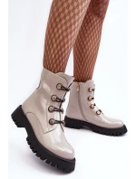 Dámské zateplené boty s ozdobnými knoflíky D&A MR870-51 Světle béžová