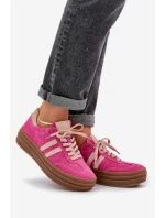 Zazoo N1068S4 Dámské semišové sneakersy na platformě fuchsie