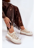 Dámské Tenisky Na Masivní Platformě S.Barski BF51-101 Béžové Dámské Tenisky Na Masivní Platformě S.Barski BF51-101 Béžové