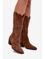 Semišové Dámské Boty Na Podpatku Camel model 21705043 - Zazoo