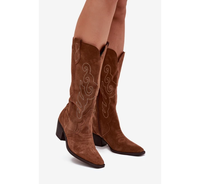 Semišové Dámské Boty Na Podpatku Camel model 21705043 - Zazoo