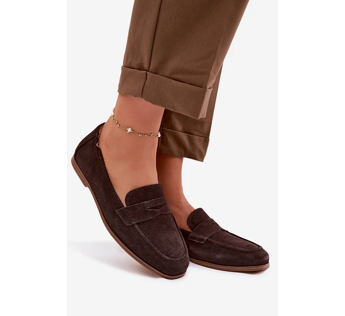 Mokasiny z Semiše Čokoládové model 22100814 - VINCEZA Mokasiny z Semiše Čokoládové model 22100814 - VINCEZA
