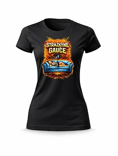 Dámské bavlněné tričko s potiskem - STRÁŽKYNĚ GAUČE - černé