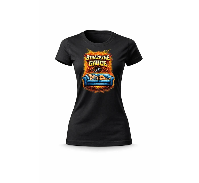 Dámské bavlněné tričko s potiskem - STRÁŽKYNĚ GAUČE - černé Dámské bavlněné tričko s potiskem - STRÁŽKYNĚ GAUČE - černé