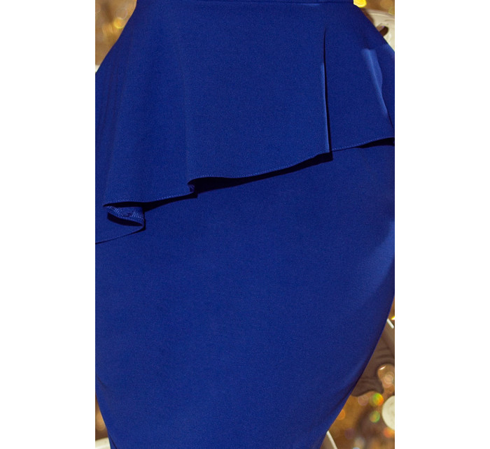 Elegantní dámské midi šaty v chrpové barvě s volánkem model 6356836