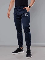 Pánské teplákové kalhoty s potiskem tmavě modré (8K178-25)