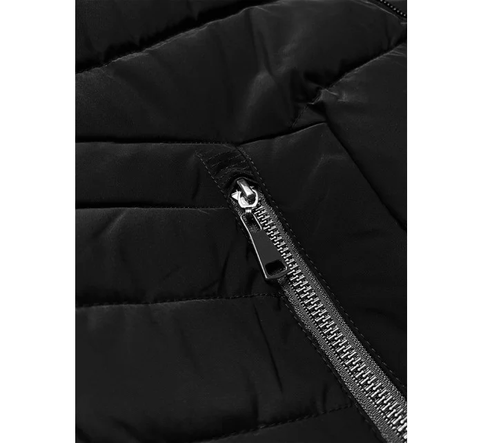 Černá dámská prošívaná zimní bunda s kapucí S'west (B8299-1)