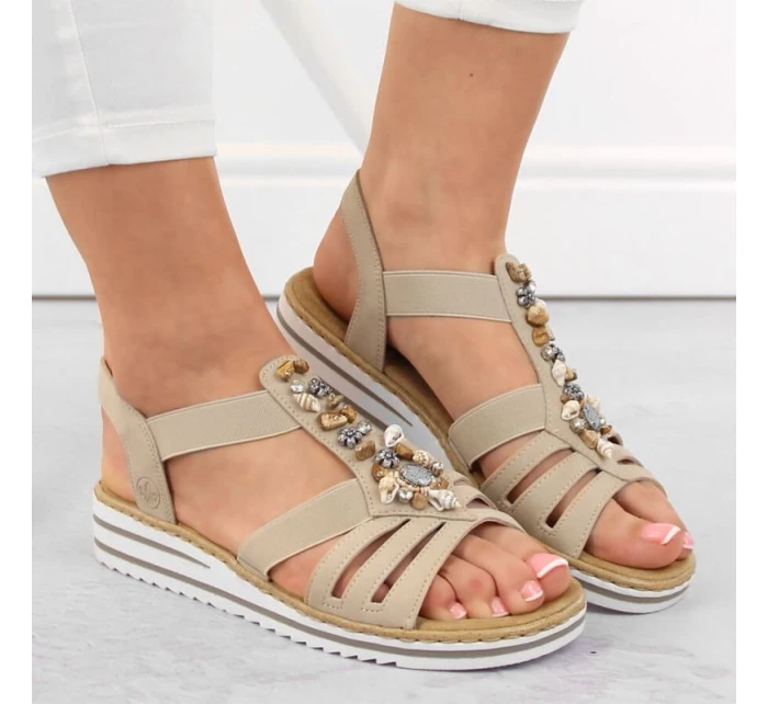 Pohodlné sandály Rieker W RKR680 beige Pohodlné sandály Rieker W RKR680 beige