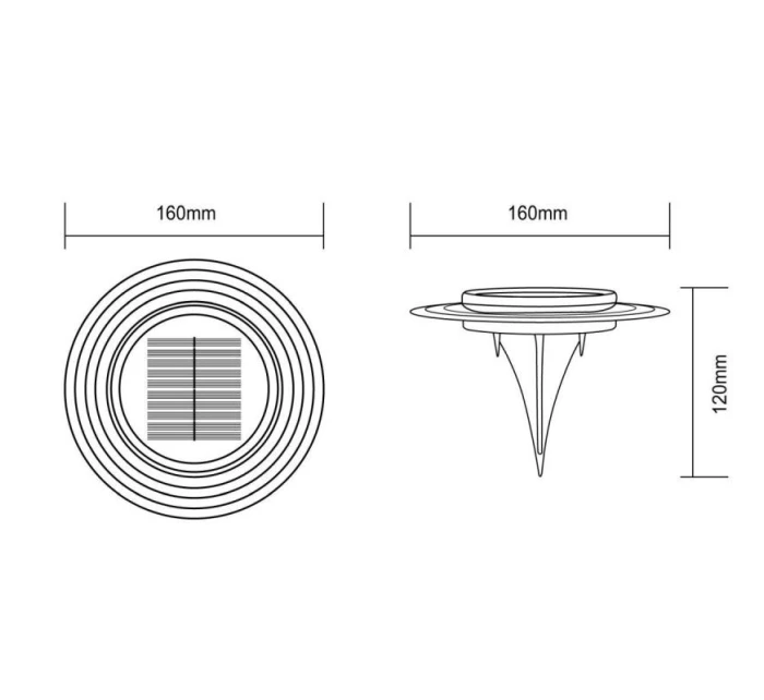 SOLÁRNÍ DISKOVÉ SVĚTLO 28 LED PRO MONTÁŽ NA ZEM NEBO NA STĚNU