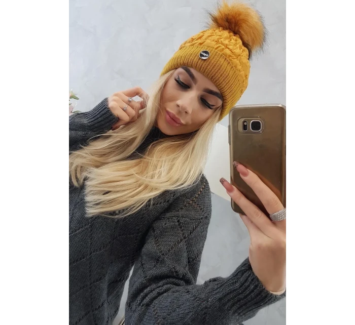 Čepice model 18743584 hořčice - K-Fashion Čepice model 18743584 hořčice - K-Fashion