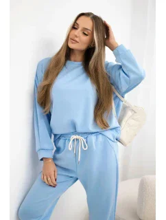 Komplet máslová látka teplákové + kalhoty modrý