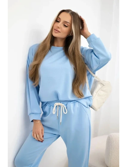 Komplet máslová látka teplákové + kalhoty modrý Komplet máslová látka teplákové + kalhoty modrý