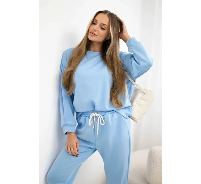 Komplet máslová látka teplákové + kalhoty modrý Komplet máslová látka teplákové + kalhoty modrý