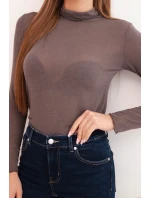 Dámská blůza z kašmíru s rolákem a dlouhým rukávem mocca