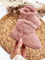 Dětské sněhule na suchý zip růžové Unitia