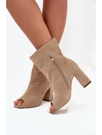 Semišové Boty Na Podpatku S Béžové Zazoo model 21704113 - Boto Semišové Boty Na Podpatku S Béžové Zazoo model 21704113 - Boto