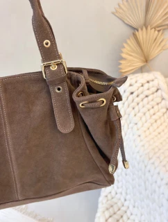 Kožená semišová taška béžová model 21728405 - Boto