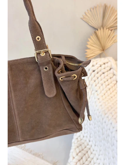 Kožená semišová taška béžová model 21728405 - Boto