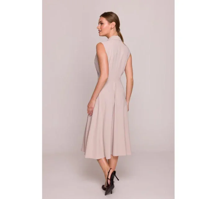 Košilové šaty ve střihu béžové model 21154751 - STYLOVE