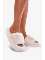 Dámské pantofle s kožíškem Biella – světle béžové