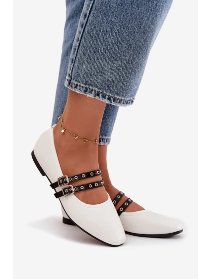 Dámské baleríny s pásky Deliora – bílé