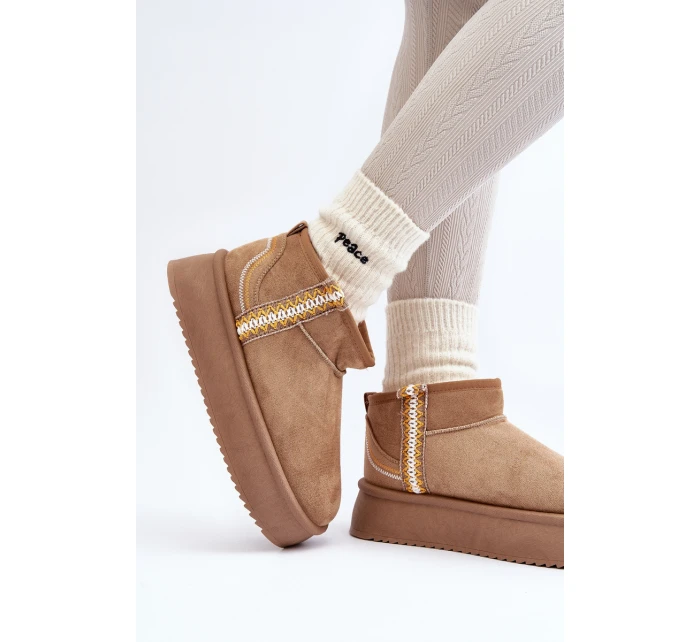 Sněhule na platformě se vzorem světle hnědé model 21645939 - Boto Sněhule na platformě se vzorem světle hnědé model 21645939 - Boto