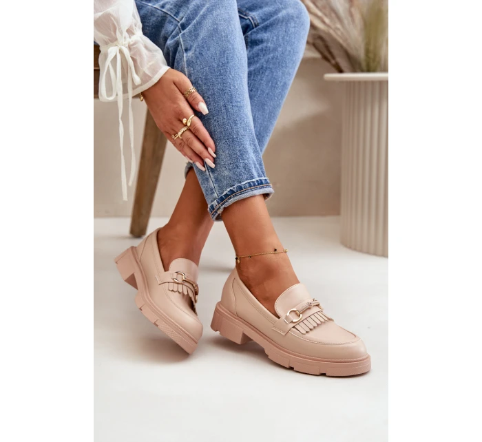 Dámské Mokasíny S Dekorací Eko Kůže Béžové model 21670524 - Boto Dámské Mokasíny S Dekorací Eko Kůže Béžové model 21670524 - Boto