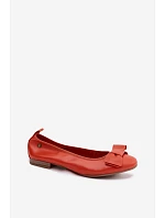 Kožené baleríny s mašlí model 22133508 Oranžové - Maciejka