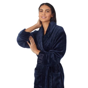 Dámský župan YI2022688F 400 tm. modrý - DKNY