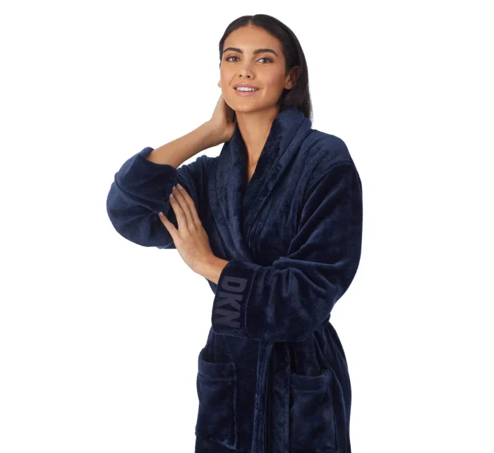 Dámský župan YI2022688F 400 tm. modrý - DKNY