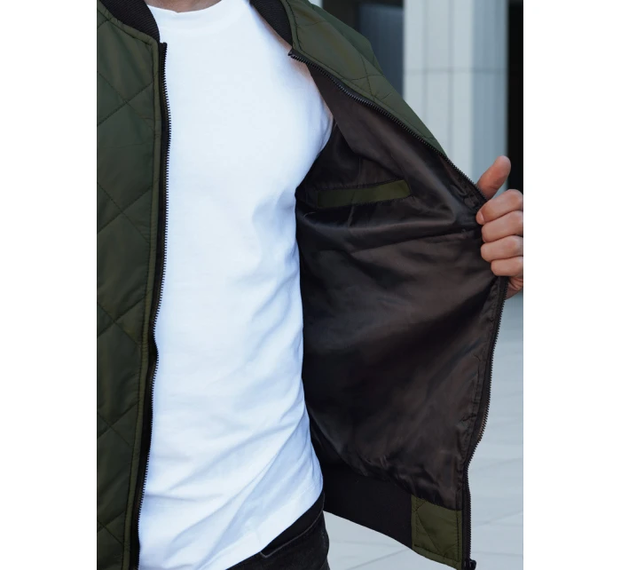 Pánská prošívaná bunda bomber zelená TX2216 Pánská prošívaná bunda bomber zelená TX2216