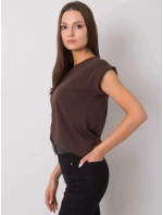Tmavě hnědé bavlněné dámské tričko T-shirt s ohrnutými rukávky Feel Good (4833.24P) Tmavě hnědé bavlněné dámské tričko T-shirt s ohrnutými rukávky Feel Good (4833.24P)