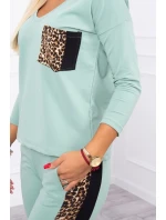 Tmavě mátová sada s leopardím potiskem Tmavě mátová sada s leopardím potiskem