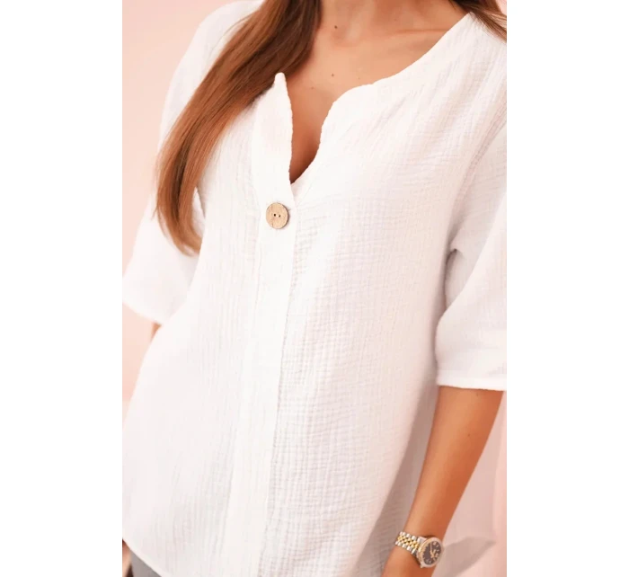 Dámská mušelínová košile s knoflíkem bílý
