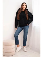 Dámská mikina s kapucí a klokaní kapsou z bavlny černá