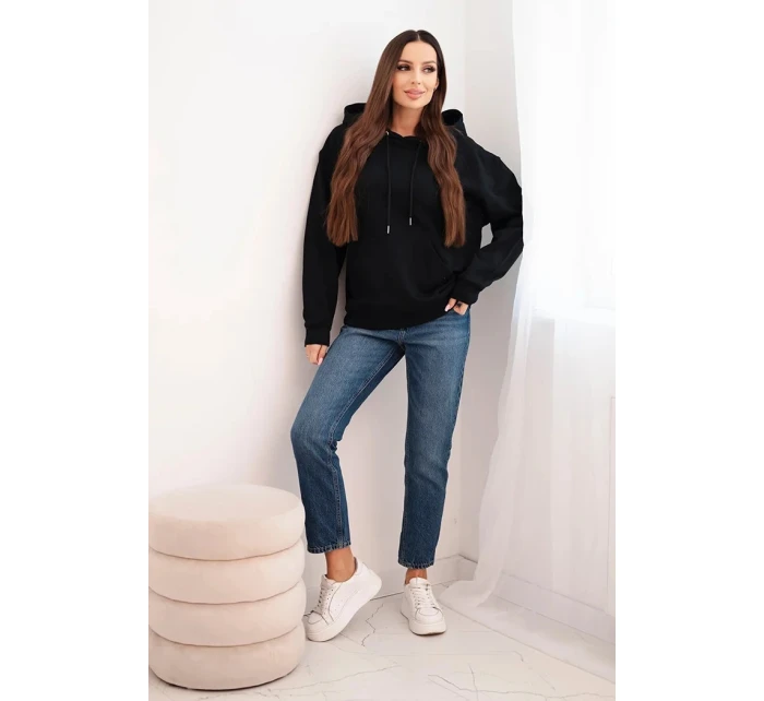Dámská mikina s kapucí a klokaní kapsou z bavlny černá