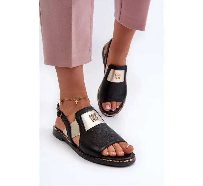 Zazoo 40385 Dámské Kožené Sandály Černé