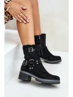 Dámské Botky Na Nízkém Podpatku S Přezkami Černé Zudra Dámské Botky Na Nízkém Podpatku S Přezkami Černé Zudra