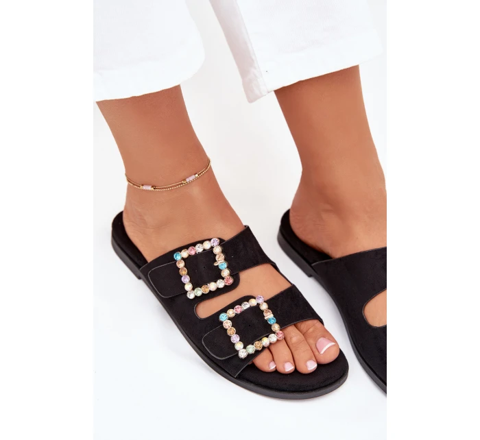 Sandály S Přezkami Na Ploché Podpatky Černé model 21705548 - Boto