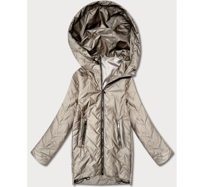 kurtka damska pikowana z kapturem Goodlookin beżowa model 22004004 - S'WEST