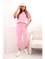 Dámský viskózový komplet s krátkým rukávem a nohavicemi světle růžová Dámský viskózový komplet s krátkým rukávem a nohavicemi světle růžová