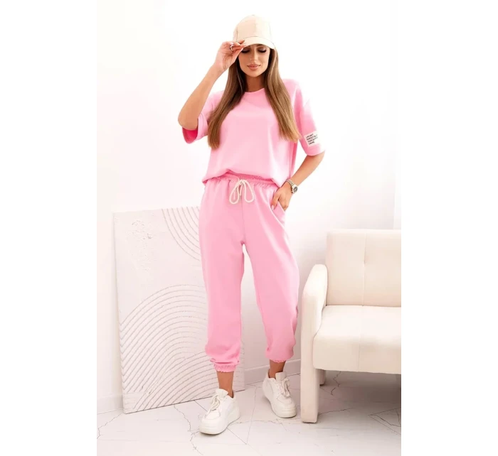 Dámský viskózový komplet s krátkým rukávem a nohavicemi světle růžová Dámský viskózový komplet s krátkým rukávem a nohavicemi světle růžová